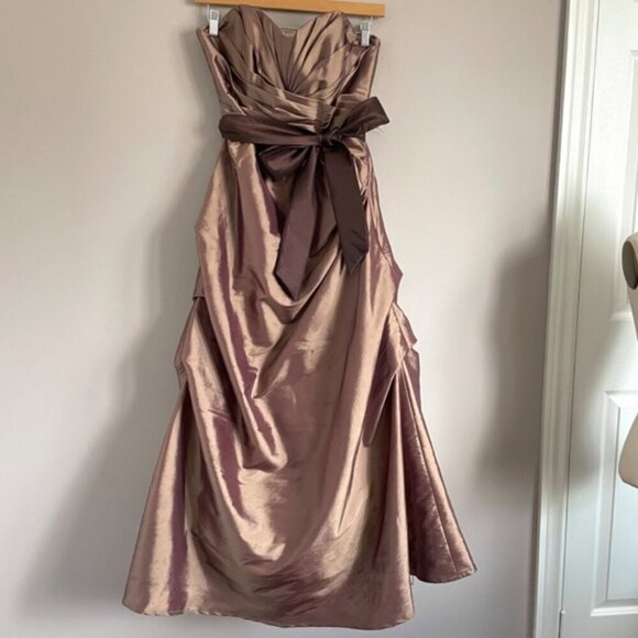Vintage Y2K Bronzey Brown / Purple Iridescent Strapless Prom Dress - Picture 10 of 11